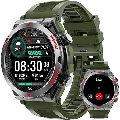 The updated 2024 men's smartwatch is robust and durable, featuring a 1.52-inch HD screen and a special composite case that makes it waterproof, scratch-resistant, and dustproof. This smartwatch is the perfect companion for both indoor and outdoor adventures, offering reliability in any situation.