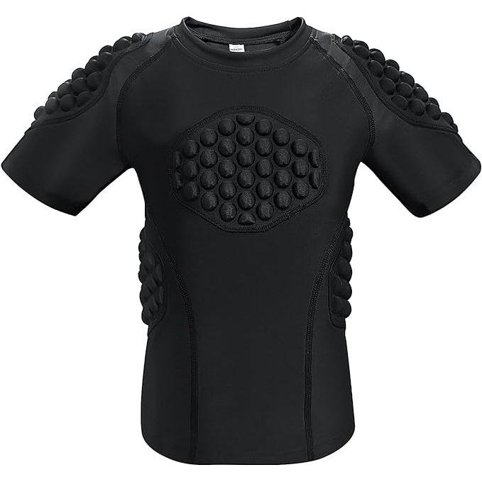 The Topeter Football Padded Shirt for Youth is designed to provide maximum protection for young athletes during intense sports activities. Made with high-quality materials, this compression rib protector shirt features built-in rib, chest, shoulder, and back pads to absorb impact and reduce the risk of injury.