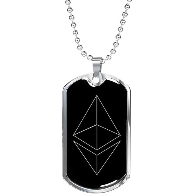 Express Your Love Gifts Ethereum Cryptocurrency White Crypto Necklace Stainless Steel or 18k Gold Dog T image