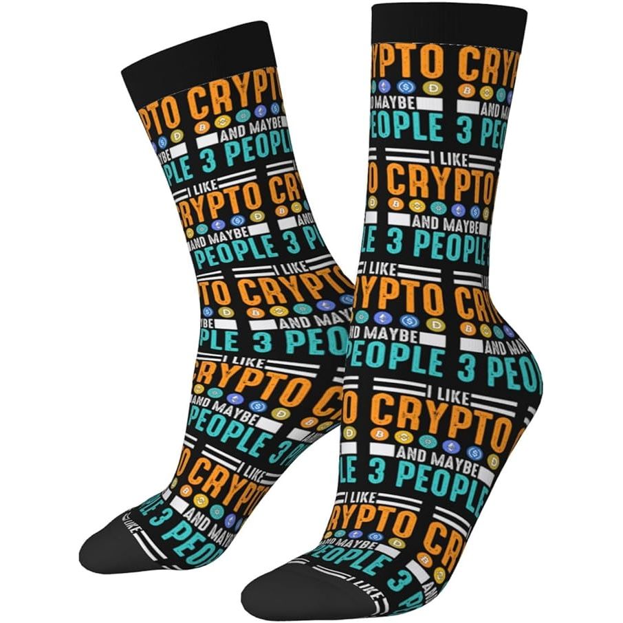 I Like Crypto And Maybe 3 People Socks For Men Women Gift Sport Crew Socks Funny Wicking Socks image