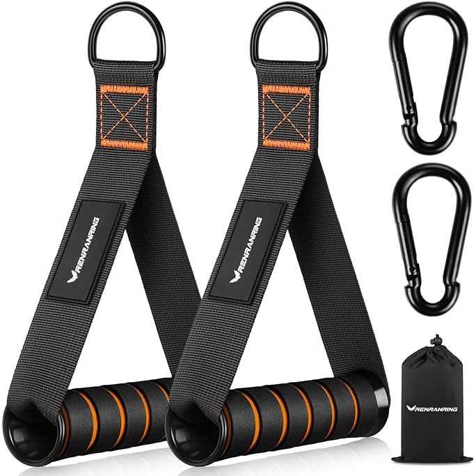 Gym exercise handles are attachments used for various exercises on cable machines, pulleys, resistance bands, and strength trainers. These handles provide a comfortable grip and support for performing exercises such as tricep pushdowns, bicep curls, and lat pulldowns.