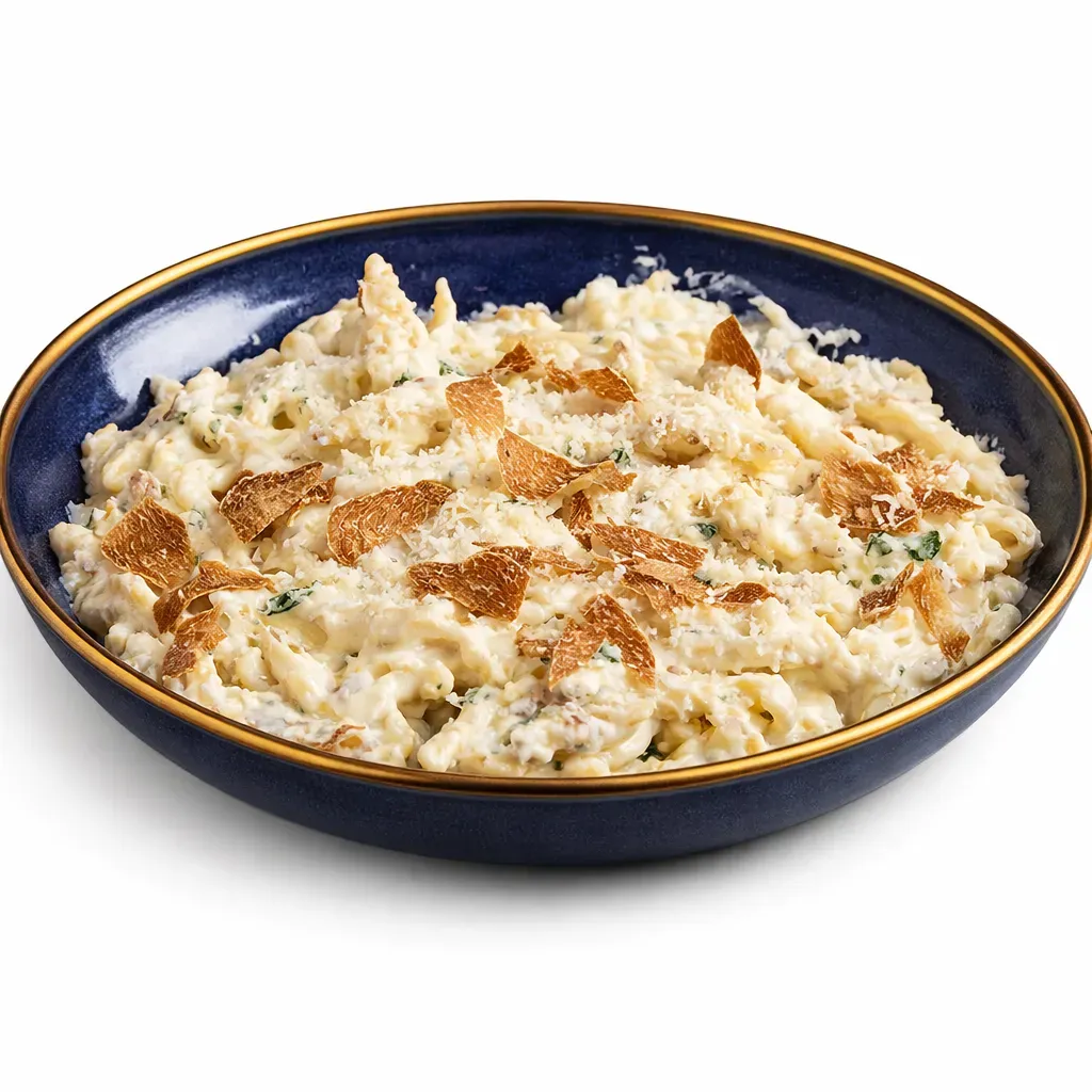 A luxurious yet simple dish that combines homemade Istrian pasta with the delicate flavor of white truffles, perfect for a special dinner.