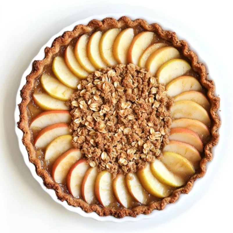 The Apple Crisp with Spiced Oat Topping is a classic American dessert that's perfect for any season but especially delightful in the fall when apples are at their peak. This comforting dessert features layers of thinly sliced apples that are tossed with cinnamon, sugar, and a touch of lemon for brightness.