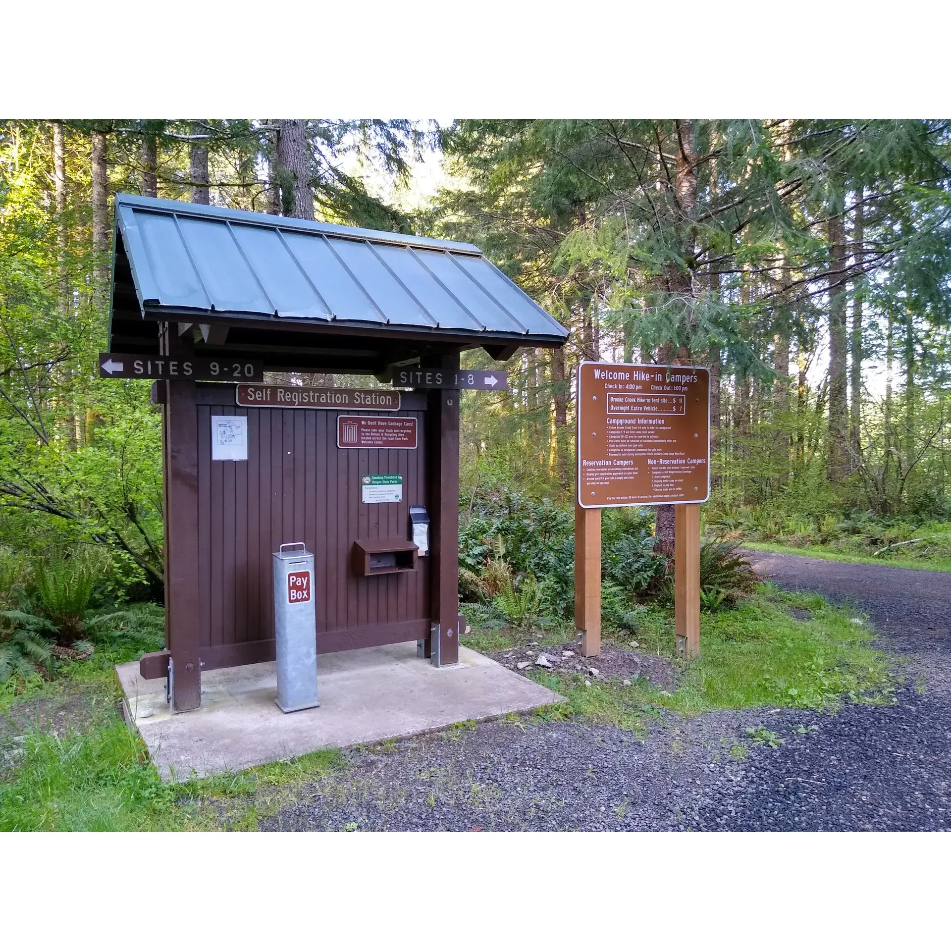 Brooke Creek Hike-in Camp harkens to those looking for a touch of outdoor simplicity and camaraderie. Set at a comfortable quarter-mile from the nearest parking lot, access to this serene escape is a gentle journey along a tranquil gravel path that welcomes guests and their pets. For those with heavier gear, carts are available to lighten the load, ensuring a smooth arrival to the campsite.

Upon arrival, campers are embraced by the well-maintained sites offering the essentials for a satisfying outdoor experience. Each campsite comes equipped with a sturdy picnic table, set on a small gravel pad that offers the perfect foundation for your tent. The choice of sites ranges from more communal areas where groups can share in the warmth of a common fire ring - perfect for those looking to bond with fellow outdoor enthusiasts - to more secluded spots for peaceful solitude under the star-lit sky.

Water is never far, with spigots providing refreshment and convenience, while the camp maintains a standard of cleanliness across its facilities. The two pit toilets are kept in tidy condition, offering a basic yet comfortable amenity amidst the wilderness setting. Should the need arise for a more refined option, a trip to the visitor center presents an immaculate, modern toilet facility available even after dusk.

Part of the charm of Brooke Creek Hike-in Camp is the community-focused atmosphere fostered by the shared amenities. While individual fire pits are not provided at each site, the communal rings serve as a gathering space where tales and marshmallows are shared alike. Campers are encouraged to bring their own wood, grills, or skewers to fully enjoy the communal cooking experience. Remember to pack your essentials as there are no bear lockers or BBQ grills, and with a 'leave no trace' policy, everyone contributes to preserving the natural beauty by packing out what they bring in.

For those camping with their pack, sites 9 to 13 offer a collective experience arranged in an open area, perfect for group activities. The spirit of outdoor stewardship is alive here, thanks to contributions like the fire pits made by local scout troops, adding a personal touch to the camp's facilities.

Whether visiting during the serene weekdays or the inviting weekends, Brooke Creek Hike-in Camp offers a haven where nature's tranquility and gentle amenities meld to create a cherished escape for hikers, families, and friends alike. Here, amidst the splendor of LL Stubb Stewart Park, memories are made while surrounded by the beauty and simplicity of the great outdoors. Description by ChatGPT.