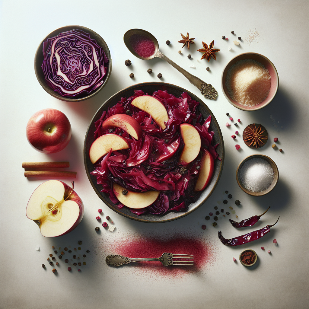 Braised Red Cabbage with Apples is a classic, hearty side dish that combines the sweet and tangy flavors of red cabbage and apples, slowly cooked to perfection. The cabbage is sliced thinly and cooked with tart apples, vinegar, and aromatic spices like cinnamon and cloves, until it becomes tender and absorbs all the flavors.