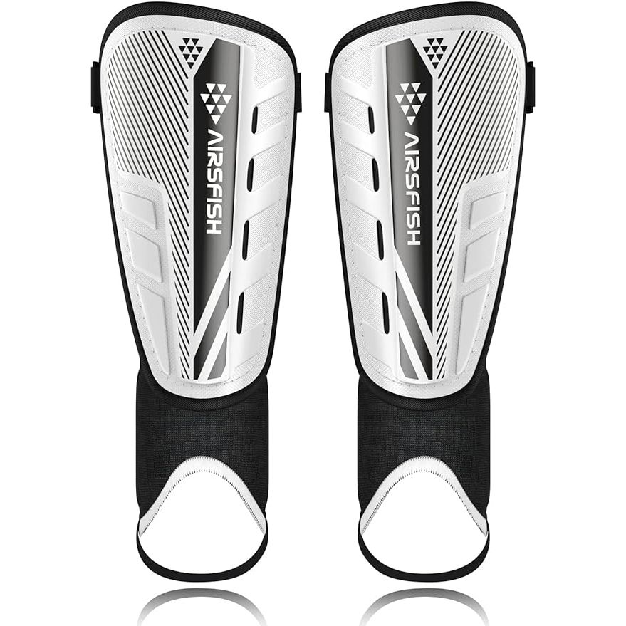 The Upgraded Soccer Shin Guards by AirsFish are designed for kids, youth, and adults who play soccer. These shin guards are CE certified to ensure they meet quality and safety standards. They come with sleeves that hold the shin guards securely in place during games, providing added protection.