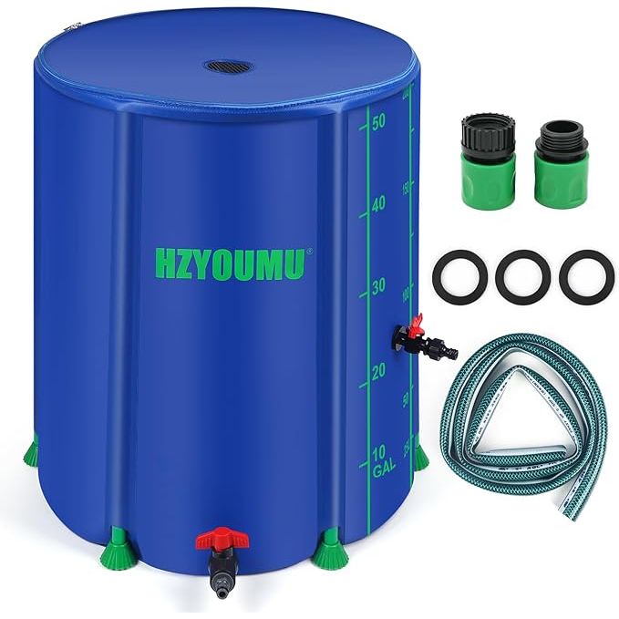 A collapsible rain barrel is a water collection system designed to capture rainwater runoff from rooftops through downspouts. The 53-gallon Pro Rain Barrel is a large-capacity option for homeowners looking to reduce water usage and save money on utilities by using collected rainwater for gardening, irrigation, and other outdoor tasks.