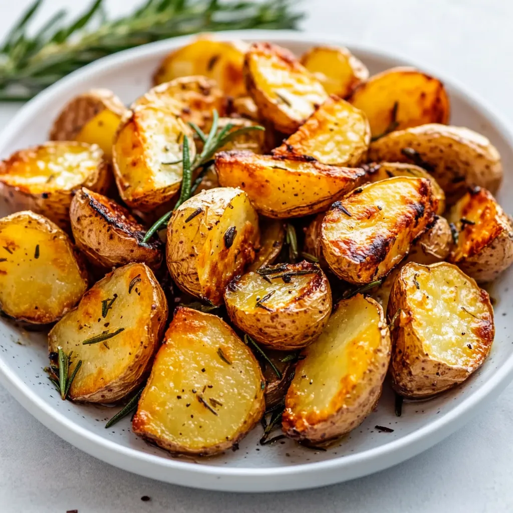 This recipe is for a simple and rustic side dish, featuring fingerling potatoes roasted to perfection with the aromatic addition of fresh rosemary.