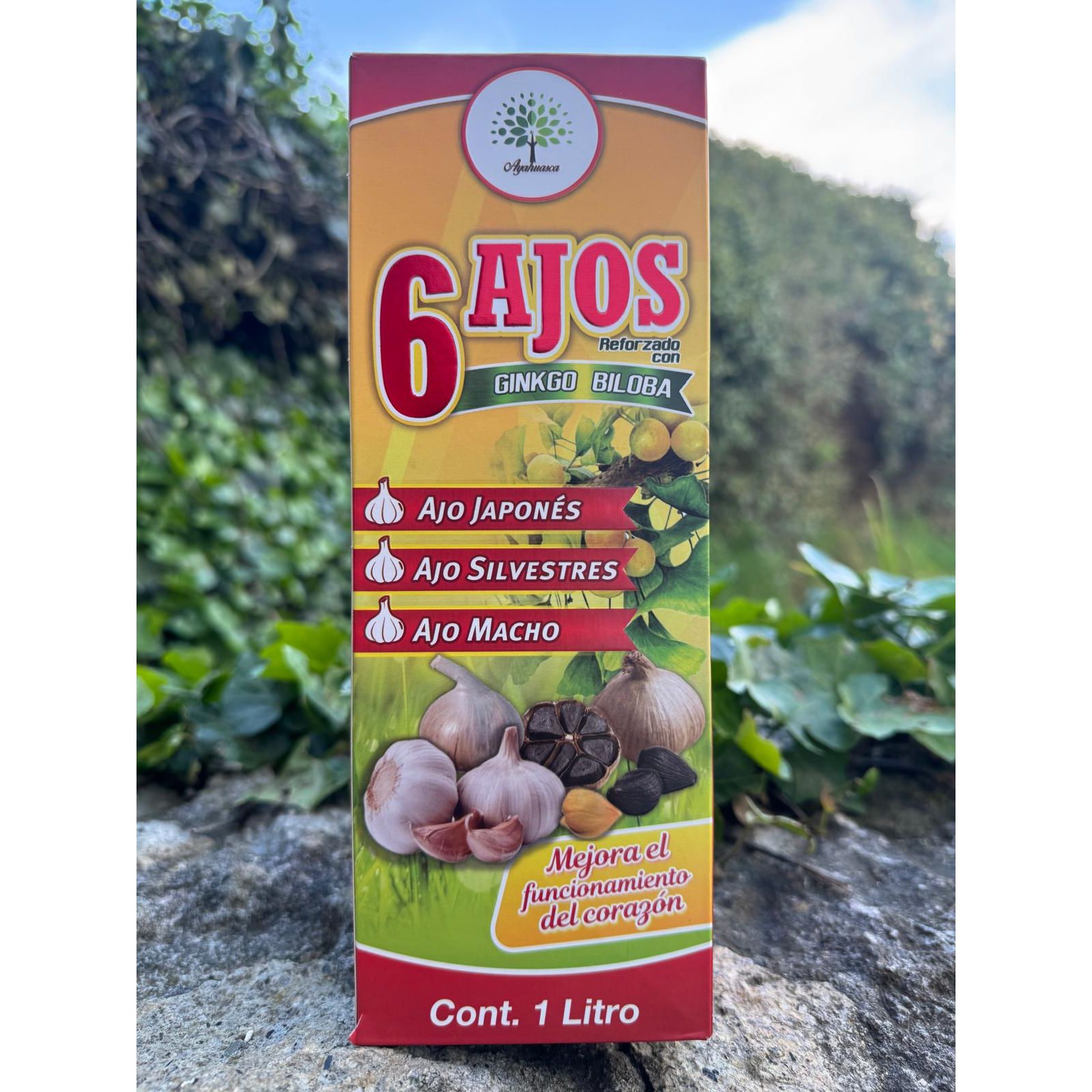 Discover the power of the 6 Garlic Tonic reinforced with Ginkgo Biloba, a natural blend that supports your overall health. This tonic helps control cholesterol and blood sugar, improves circulation and contributes to the treatment of hypertension. In addition, it promotes digestion, fights acne and prevents colds.