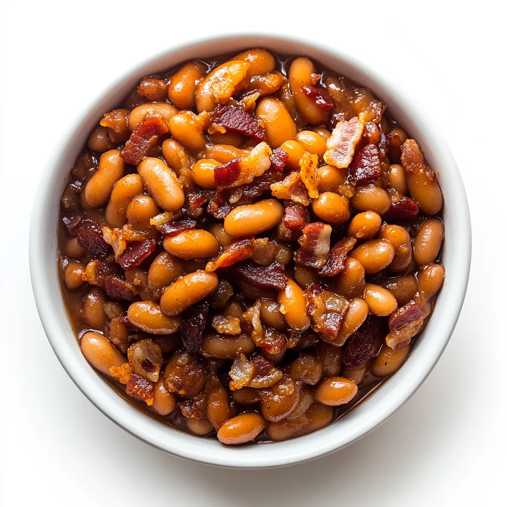 Baked beans with a sweet and smoky flavor is a classic American dish that's perfect for any gathering. This rendition involves slow-baking navy beans in a rich sauce made from a blend of molasses, brown sugar, Worcestershire sauce, smoked bacon, and a touch of apple cider vinegar to create a perfect balance of sweetness and smokiness.