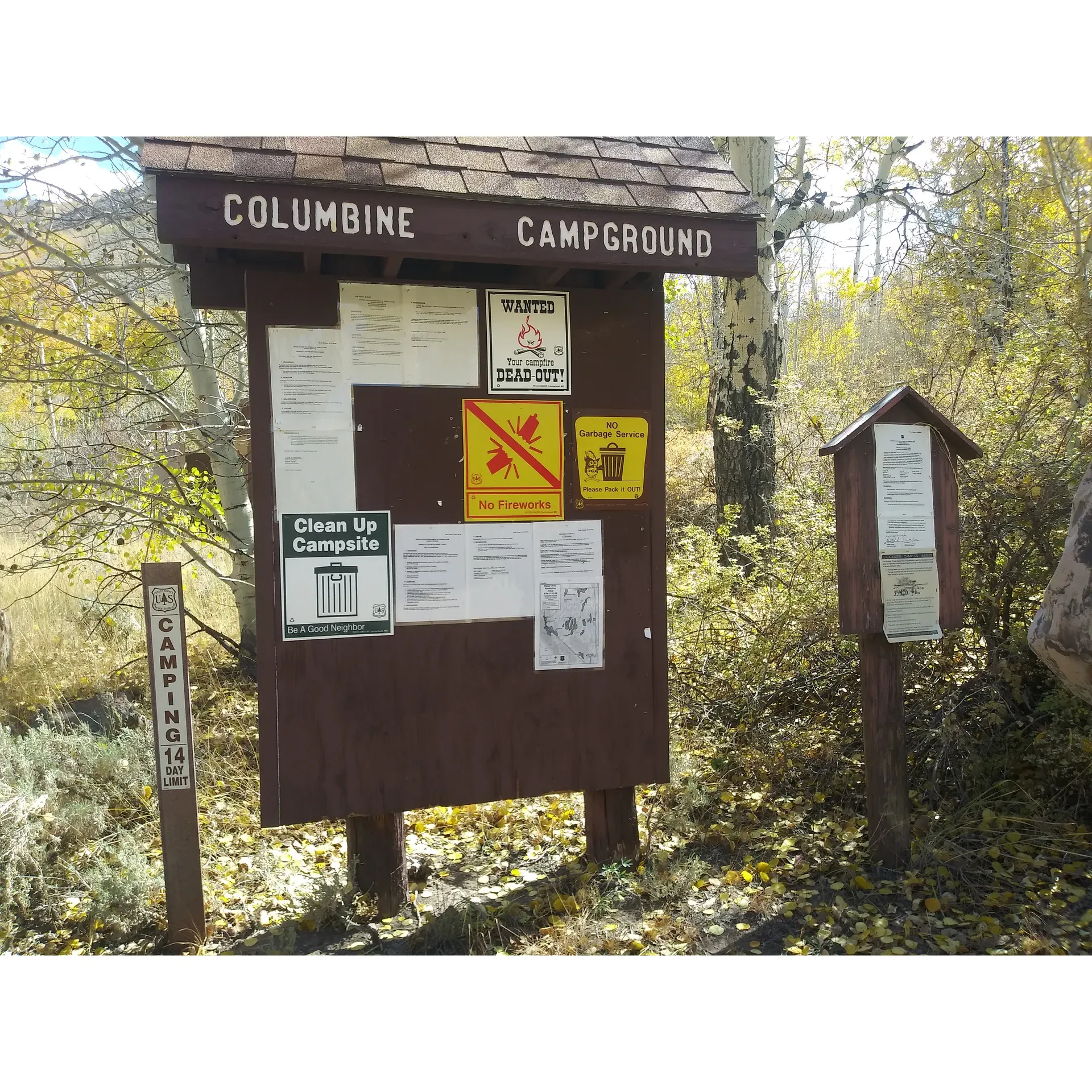 Columbine Campground offers a serene and picturesque outdoor experience, making it a favored destination for nature enthusiasts. Tucked away at the terminus of a rugged trail, the campground rewards visitors with a tranquil retreat amongst the splendor of beautiful aspen trees, which put on a spectacular show of color in early October. The gentle flow of Stewart Creek adds to the campground's charm, while sun-kissed mornings usher in days of exploration and relaxation.

Outdoorsy travelers appreciate the campground's proximity to the trailhead leading to the summit of Arc Dome, providing a perfect base for adventurers seeking to conquer the peak. For those journeying to this outdoor haven, a four-wheel drive vehicle is recommended, ensuring a smooth arrival to set up camp among the vault toilets, picnic tables, and well-maintained grills provided for a comfortable stay.

Each campsite at Columbine brings its unique appeal, with select sites offering creek access for an extra touch of nature right at your doorstep. The campground is an excellent launching point for invigorating hikes directly from the campsite, ensuring that the great outdoors is always within reach.

Navigating the dirt road to Columbine Campground is part of the adventure, with vehicles like Subarus proving capable of handling the journey, highlighting the campground's accessibility despite its remote feel. Wise travelers heed the advice of the US Forest Service rather than relying solely on GPS, ensuring a safe and informed approach.

For those seeking solace under the fluttering aspens and the calming shade they provide, Columbine Campground is more than just a place to stay—it's an immersive natural haven. It's particularly endearing for families, where children can revel in the wonders of the wilderness, providing an unforgettable backdrop to create lasting memories in the heart of nature's beauty. Description by ChatGPT.