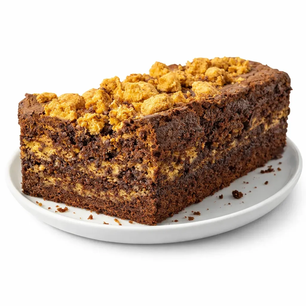 An elegant dessert featuring layers of rich dark chocolate and spiced Speculoos biscuits for a visually stunning treat, perfect for any occasion.