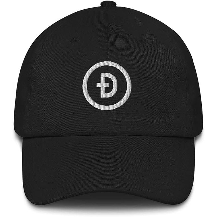 The Dogecoin Crypto Embroidered Dad Hat is a stylish and trendy accessory that is perfect for fans of the popular Dogecoin cryptocurrency. The hat features a bold and eye-catching design with the Dogecoin logo embroidered on the front in black, making it the perfect accessory to show off your love for Dogecoin.