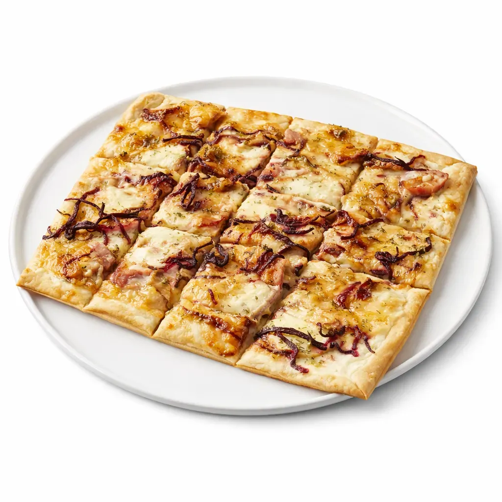 This gourmet twist on the traditional Alsatian Tarte Flambée features rich Époisses de Bourgogne cheese, sweet apple, vibrant beetroot, and is perfect as an appetizer or light main course.