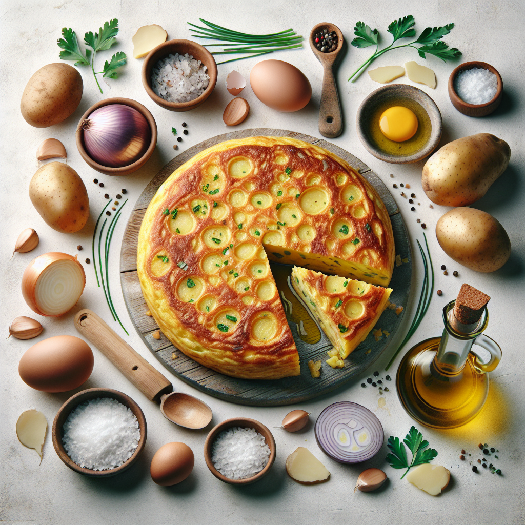 The Tortilla de Patatas, also known as a Spanish Omelet, is a classic dish from Spain, beloved in Andorra as well. It is a thick, hearty omelet made with eggs, potatoes, and onions, occasionally featuring touches of garlic, chives, or parsley for added flavor.