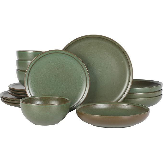 A COMPLETE SET INCLUDES: Four 10.3-inch dinner plates, four 8.3-inch dessert plates, four 8.75-inch dinner bowls, and four 22oz cereal bowlsWEAR-RESISTANT STONEWARE: Sturdy stoneware plates and bowls crafted to serve meals every day for any style, occasion, and budget.