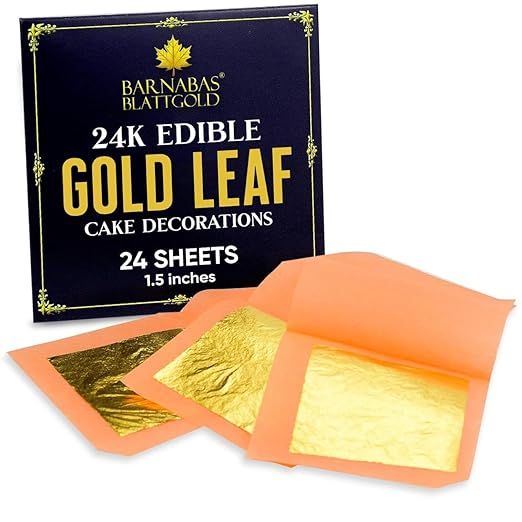 Edible Gold Leaf 24K by Barnabas Blattgold is a popular choice for adding a touch of luxury to cake decorations. Each sheet of gold leaf is made of genuine 24K gold, ensuring a high quality and elegant finish to your desserts.