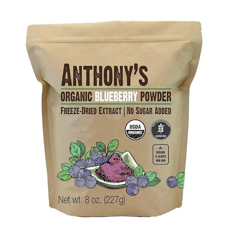 Anthony's Organic Blueberry Powder is made from 100% organic blueberries that have been freeze dried to preserve their nutritional value and natural flavor. This powder is gluten free, non-GMO, and does not contain any artificial additives or preservatives.