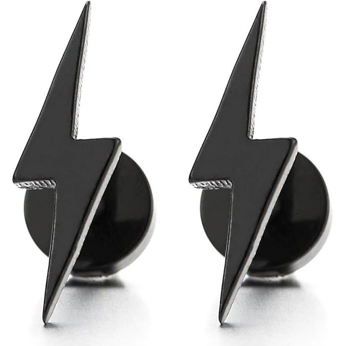 These stainless steel lightning bolt stud earrings are designed for both men and women. They feature a unique lightning bolt shape that adds a stylish and edgy touch to any outfit. The earrings are made of high-quality stainless steel, making them durable and resistant to tarnishing and fading.