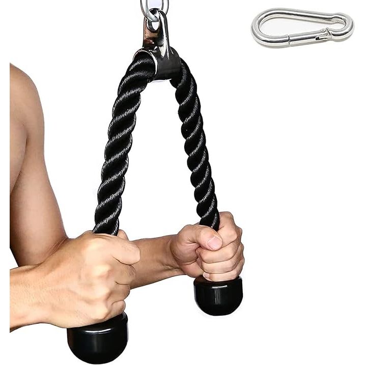 The Tricep Rope is a popular attachment for cable machines used in strength training and bodybuilding workouts. It is designed to target the triceps muscles, but can also be used for various other exercises such as bicep curls, shoulder presses, and ab crunches.