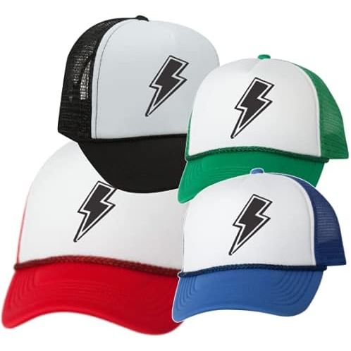 The Lightning Bolt Embroidered Patch Trend Trucker hat is a vintage style baseball cap that features a unique lightning bolt design on the front. The hat is made with a foam front and mesh back, giving it a comfortable and breathable fit.