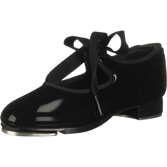 Capezio Girl's Jr. Tyette Tap Shoe is a popular choice for young dancers who are just starting out in tap dance. These shoes are designed for comfort and performance, with a synthetic leather upper that is durable and easy to clean. The padded insole provides cushioning for the feet, while the sturdy heel and sole offer stability and support during