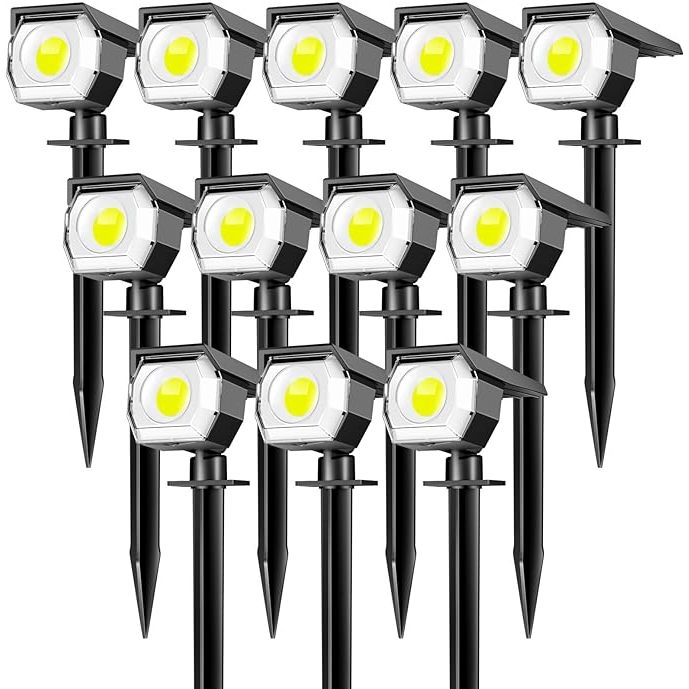 The Peasur 12 Pack Solar Lights Outdoor is a set of solar spotlights designed for outdoor use. Each light has three modes to choose from, allowing you to customize the lighting to suit your needs. The lights are waterproof, making them suitable for use in various weather conditions.
