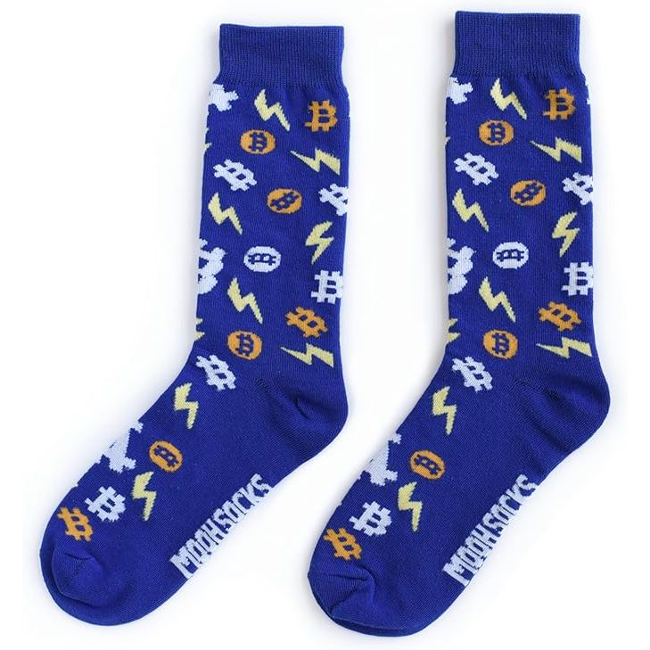 Bitcoin Socks, also known as BTC Socks, are novelty socks inspired by the popular cryptocurrency, Bitcoin. These fun and unique gifts feature bold and vibrant designs related to blockchain technology and digital currency. They are suitable for both men and women, making them a versatile choice for anyone interested in crypto culture.