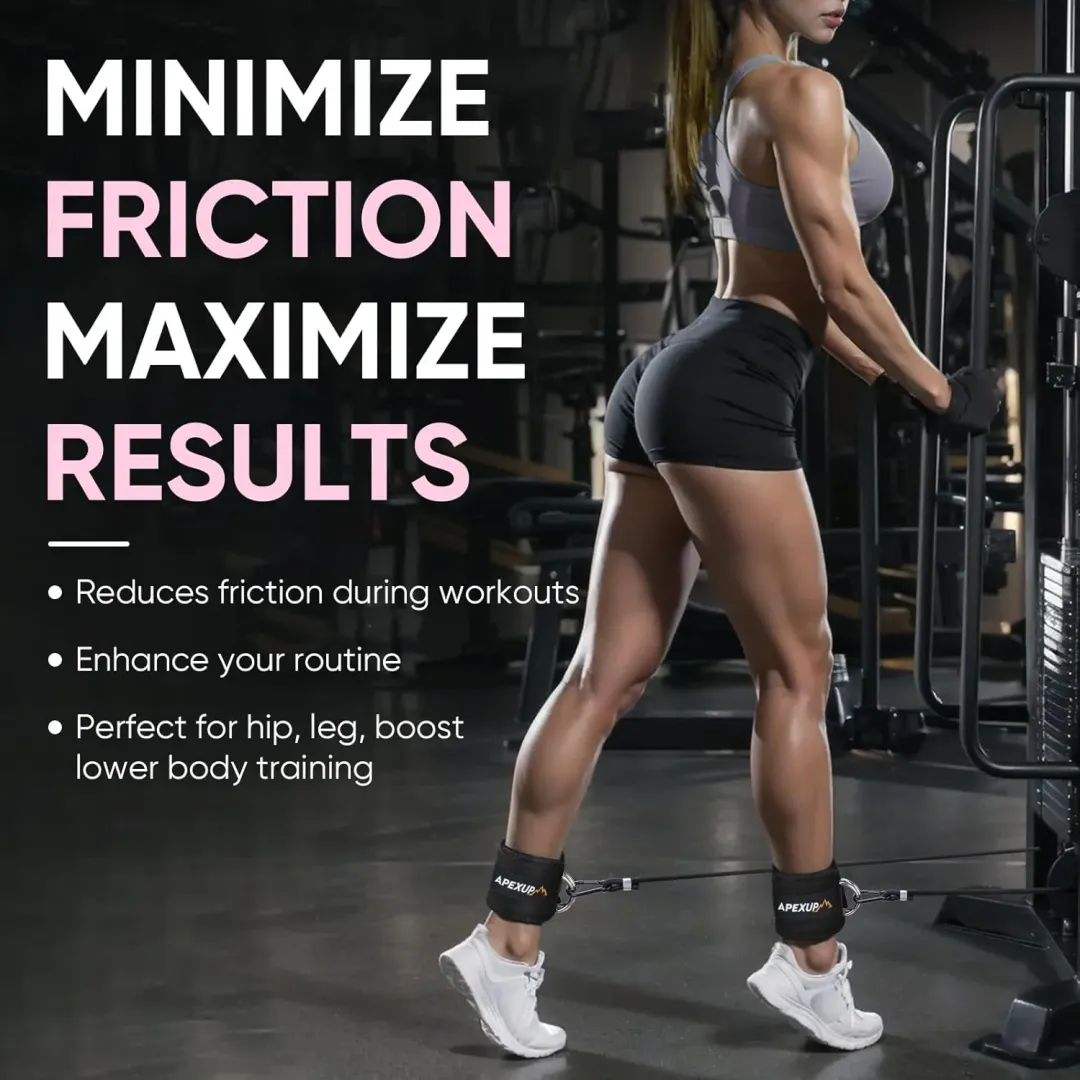 Strong Connection: Featuring a robust and corrosion-resistant stainless steel D-ring, APEXUP cable machine ankle straps provide a strong and reliable connection point; Whether you're pushing the limits or doing routine workouts, you can trust this durable design.