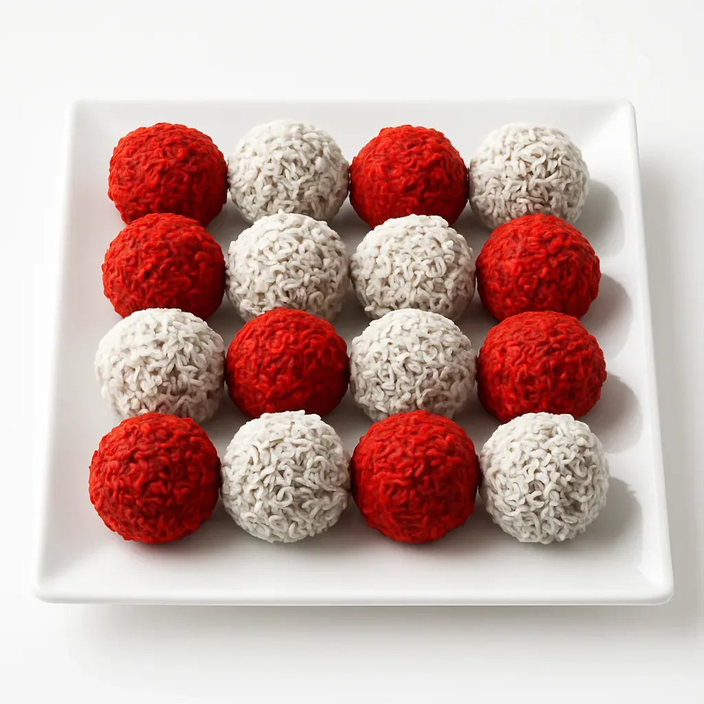 Delight in these Danish-themed Rum Balls, infused with chocolate and rum essence, featuring raspberry jam and marzipan, perfect for festive occasions!