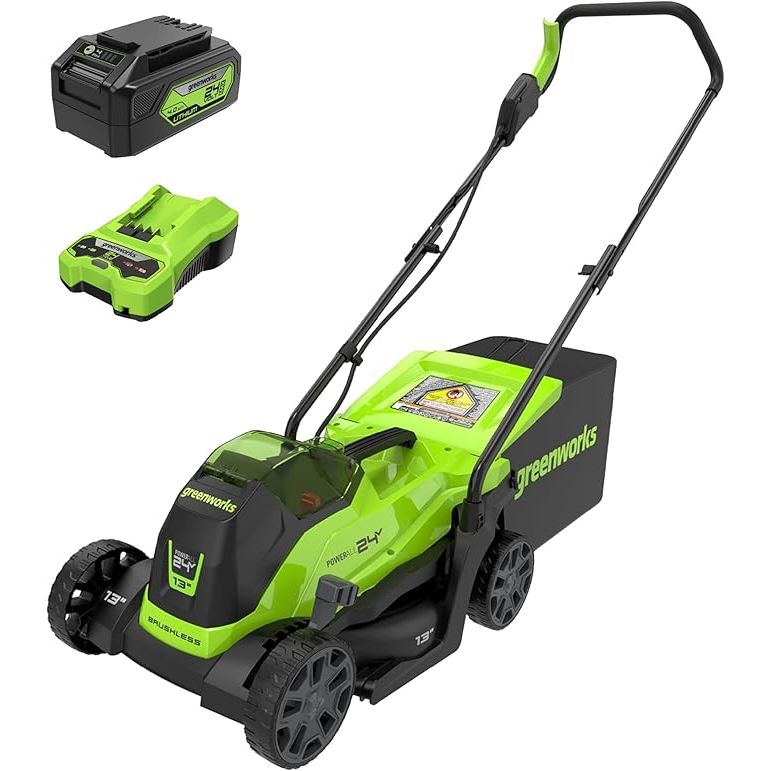 The Greenworks 24V 13" Brushless Cordless Push Lawn Mower is a lightweight and efficient option for maintaining a small to medium-sized lawn. The brushless motor provides higher torque, longer life, and quieter operation compared to traditional lawn mowers.