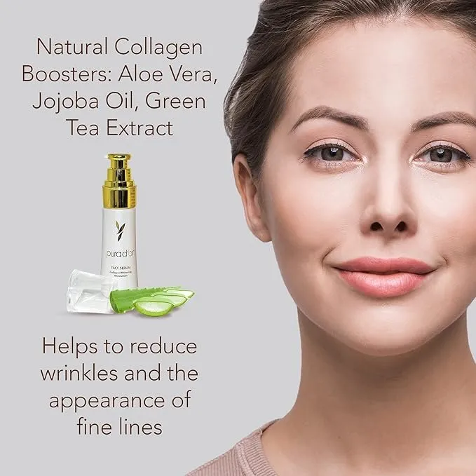 PURA D'OR Fine Lines & Wrinkles Treatment is an advanced organic solution designed to combat signs of aging on your face and neck. This premium formula combines natural ingredients like vitamin C, hyaluronic acid, and essential oils to help reduce the appearance of fine lines and wrinkles.