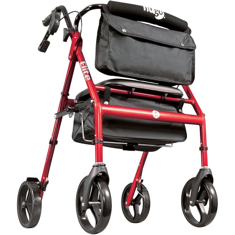 The Hugo Mobility 700-961 Foldable Rollator Walker is a versatile mobility aid designed to assist individuals with mobility issues. This stylish rollator features a comfortable padded seat and a convenient saddle bag for storing personal belongings while on the go.