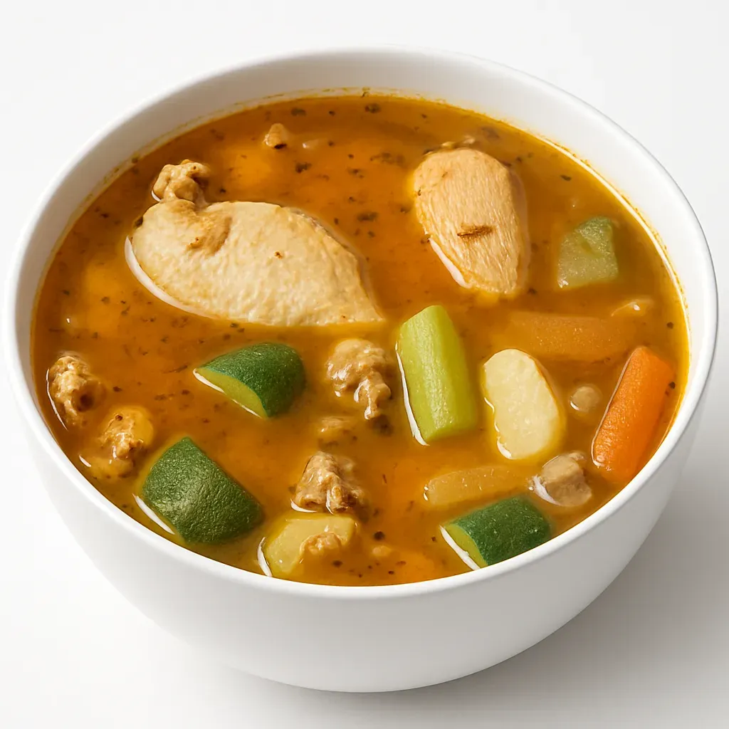 Delight in the authentic flavors of a traditional Mexican village recipe with this hearty soup, overflowing with fresh vegetables, aromatic herbs, and tender chicken.