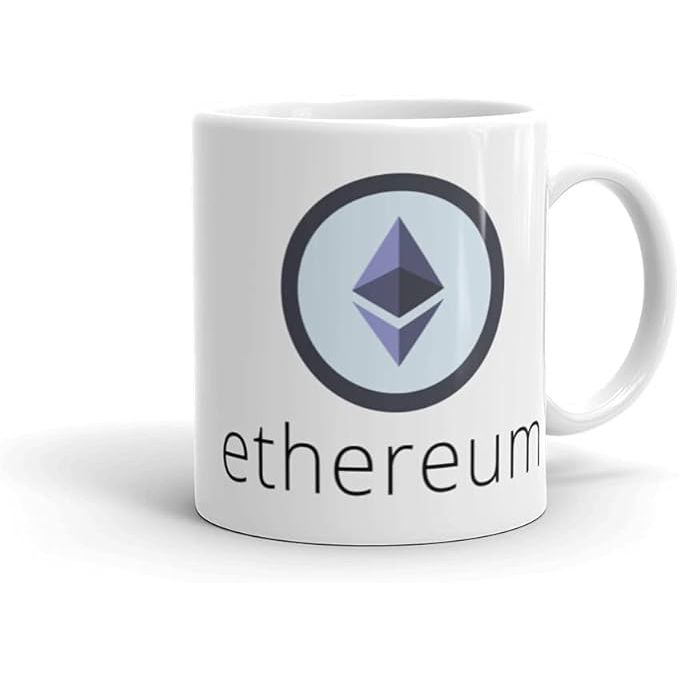 Ethereum 11oz White Coffee Cup Mug Cryptocurrency Eth Decentralized Thin Coin Traders image