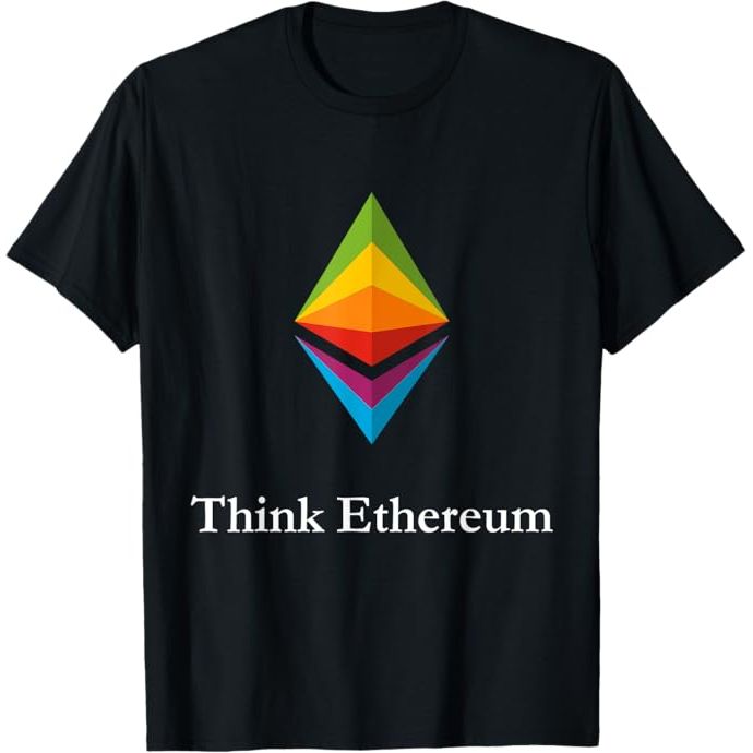 The 'Think Ethereum' Crypto T-Shirt is a unique and stylish piece of clothing that is designed to celebrate and promote the popular cryptocurrency, Ethereum. The t-shirt features a sleek and modern design that incorporates the Ethereum logo and is sure to make a bold statement for anyone who is a fan of the digital currency.