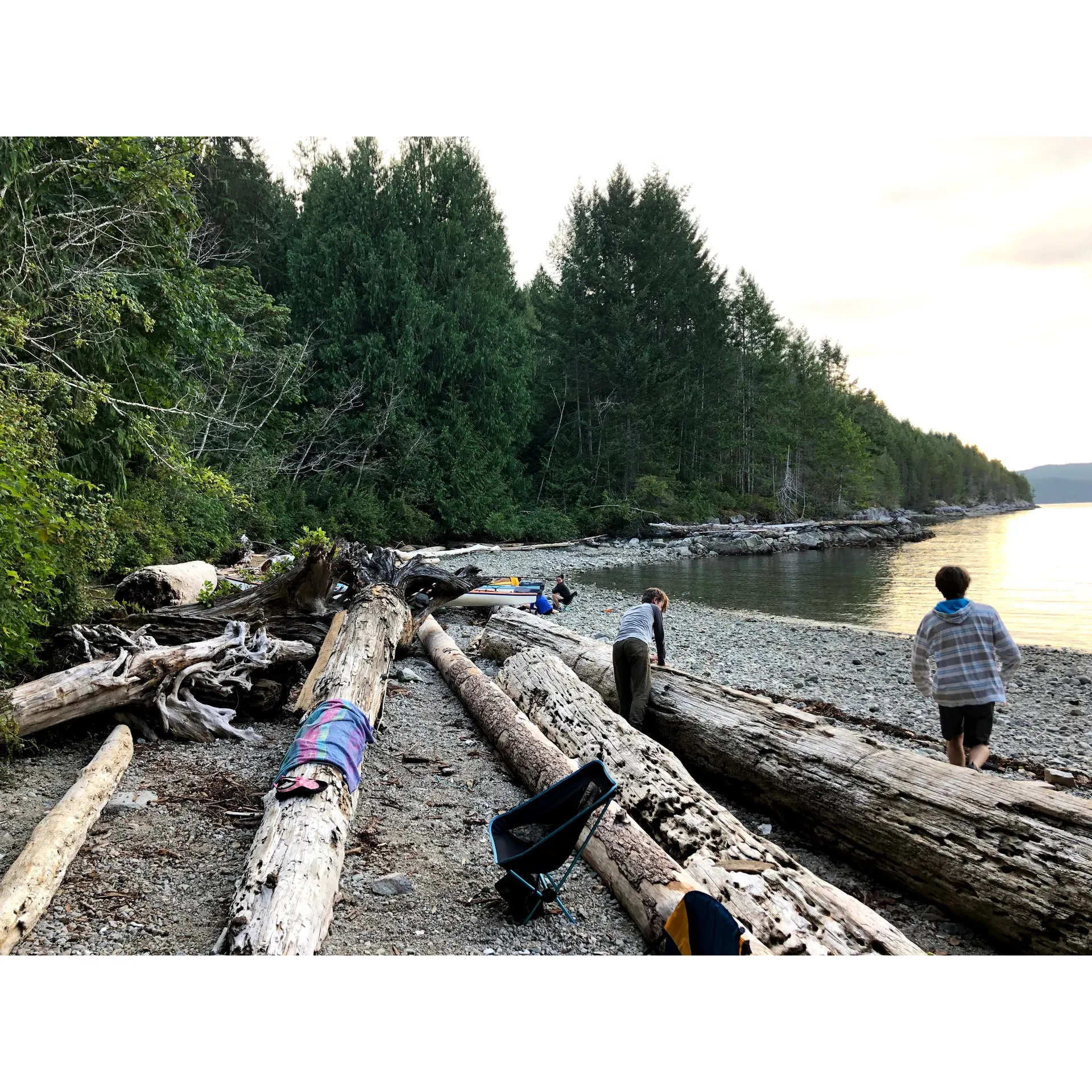 Feather Cove Campground presents a splendid outdoor adventure for nature lovers and camping enthusiasts seeking an escape into scenic beauty. This exceptional camping destination offers visitors a chance to soak in panoramic views that capture the essence of the majestic Northwestern landscape, complete with an easy access beach that serves as a gateway to tranquility and water-based activities. 

At Feather Cove, guests are delighted by the stunning vistas of Kinghorn, providing a picturesque backdrop for an array of relaxing pastimes. Whether spending quality time scanning the horizon with binoculars or engaging in wildlife observation, patrons often find themselves enthralled by the natural spectacle, including thrilling encounters with graceful pods of dolphins and majestic grey whales.

The campground's long, rocky beach is a haven for kayakers, making the task of storing watercrafts a breeze – an upgrade from neighboring sites. Further enhancing the camping experience, Feather Cove offers thoughtfully designed tent platforms, strategically placed to maximize your connection with nature. Those situated on the west end offer a secluded environment, shrouded in shade, while platforms on the northeast promise ample sunlight and enchanting views of the Sound, perfect for those wishing to bask in the area's serene beauty.

In addition to the blissful sights, guests can witness the day's final act with unrivaled sunset displays, adding a touch of magic to an already incredible day. For convenience, the site includes a well-maintained pit toilet located centrally between the two main camping zones.

While preparing for their visit, campers are reminded to bring adequate water supplies, as the site does not offer immediate fresh water access. However, adventurers who find themselves on the waterways or trails have the opportunity to explore nearby natural water sources, just a short trek away.

Feather Cove Campground is a premium destination that successfully marries simplicity with the raw beauty of the great outdoors, creating unforgettable moments for every visitor under its expansive sky. Description by ChatGPT.