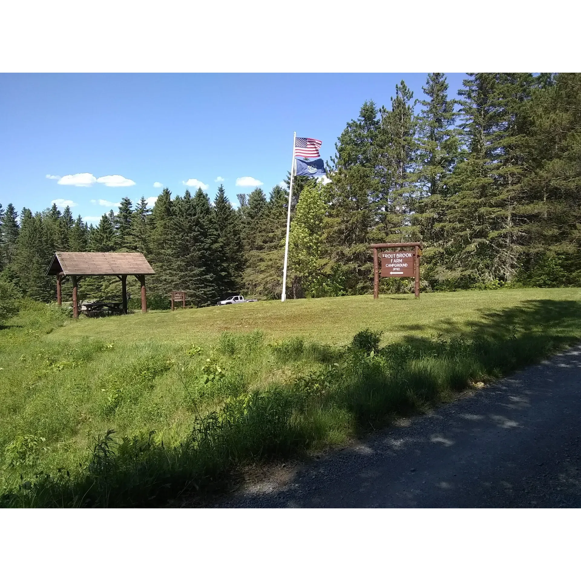 Trout Brook Farm Campground is a picturesque outdoor haven, highly praised by nature enthusiasts and campers alike. Visitors consistently report an exceptional experience, especially during the summer months, perfect for both relaxation and adventure. Its meticulously maintained grounds ensure a clean and inviting atmosphere, with the allure of untouched natural beauty offering a serene escape from the hustle and bustle of daily life.

Among the attractions, the Twin Ponds hike is applauded for its manageability, offering an array of breathtaking views without requiring extensive exertion, making it an ideal pursuit for families, casual hikers, and nature photographers. The terrain is described as an enriching visual tapestry—replete with rolling hills adorned with vibrant wildflowers, adding a splash of color to the idyllic landscape.

For those looking to add a splash of adventure to their stay, the campground offers affordable canoe rentals, giving guests the opportunity to explore the waters at a leisurely pace. The on-site access points open the door to tranquil paddling experiences amidst the stunning natural backdrop. Embracing the rustic character of the grounds, the park encourages a ‘carry-in, carry-out’ policy, reinforcing the commitment to preserving the pristine conditions for all to enjoy.

Accommodation options vary, catering to different preferences. The walk-up campsites, accessed via the scenic "Freeze out Trail" and an enchanting bridge crossing, futuristically positioned under the stars, make for a memorable overnight setting. For larger gatherings, spacious group sites are available, boasting expansive vistas that provide the perfect backdrop for social outdoor activities. Tranquility is a given as the secluded spaces afford peace and isolation.

Facilities throughout the site are thoughtfully placed, maintaining a close-to-nature experience without compromising on essentials like outhouses, adding convenience to the off-grid experience. Moreover, warmth and local charm are never far away, with a delightful family-run shop offering camp essentials, delectable treats, and friendly interactions just down the road.

In essence, Trout Brook Farm Campground represents a treasured destination for visitors seeking a harmonious blend of scenic landscape, leisurely outdoor pursuits, and a touch of community warmth—all elements that come together to create a truly unforgettable outdoor retreat. Description by ChatGPT.