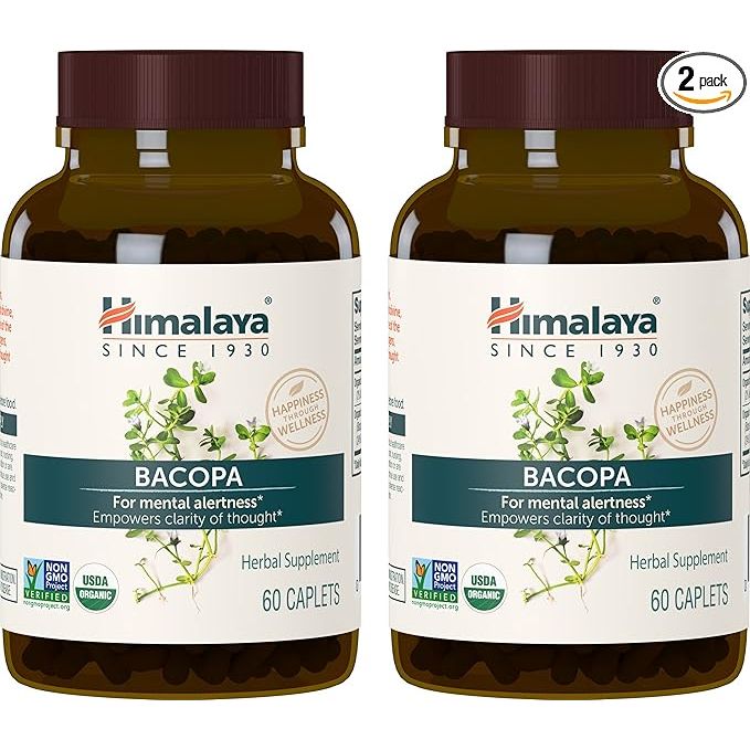 The Himalaya Organic Bacopa Monnieri Nootropic Herbal Supplement is a natural brain-boosting supplement that supports mental alertness, memory, and cognition. Each caplet contains 750 mg of Bacopa Monnieri, an herb traditionally used in Ayurveda for its memory-enhancing properties.