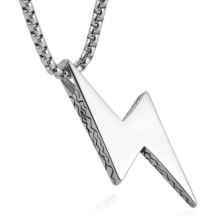 The Men Women Locomotive Street Punk Hip Hop Retro Minimalist Geometric Lightning Bolt Pendant Necklace is a stylish and edgy accessory that appeals to individuals who have a unique and fashion-forward style. The necklace features a lightning bolt design that adds a bold and striking element to any outfit.