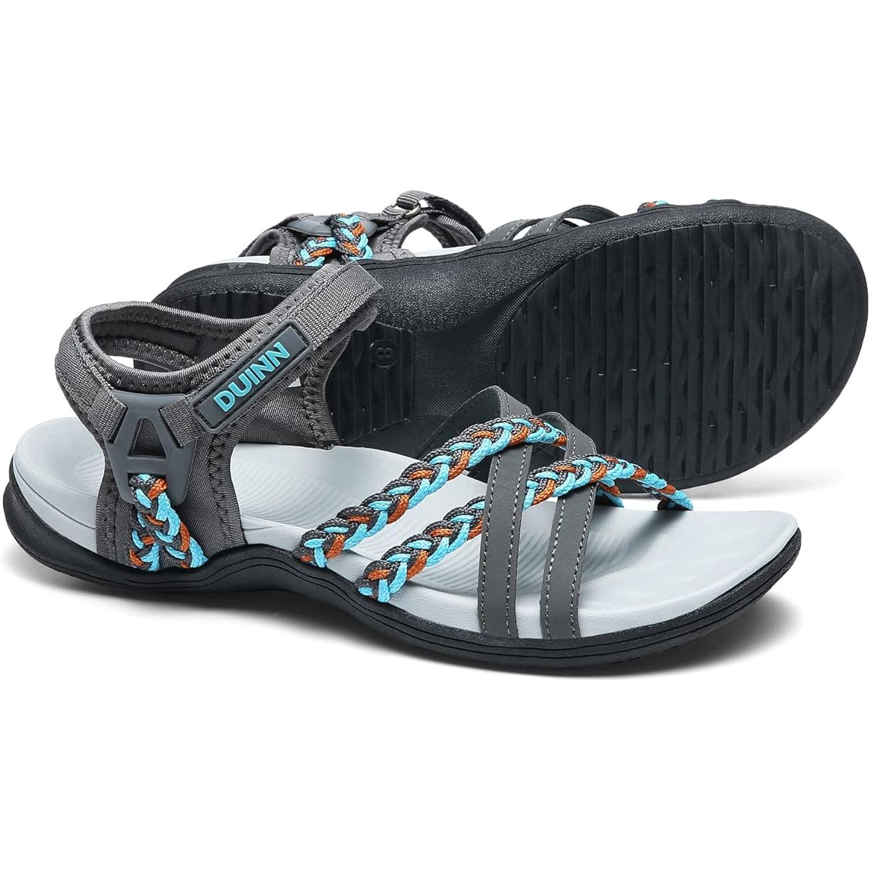 The UBFEN Women's Hiking Sandal is a versatile and durable outdoor footwear option. These sport sandals feature adjustable straps with hooks, allowing for a customized fit and secure feel while hiking or exploring. The arch support in these sandals provides stability and comfort for long walks or days spent on your feet.