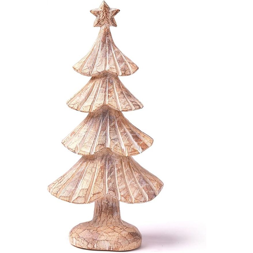 The HAUCOZE Christmas Figurine Decor Tree Statue is a modern sculpture made from polyresin material. It measures 11.4 inches in height and serves as a festive and decorative piece for the holiday season. The intricately designed tree statue captures the essence of Christmas with its intricate detailing and craftsmanship.