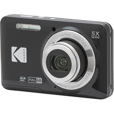 The KODAK PIXPRO FZ55-BK is a 16MP digital camera with a CMOS sensor that delivers high-quality images. With a 5X optical zoom and 28mm wide-angle lens, this camera allows you to capture detailed shots from a variety of distances and angles. The camera also records 1080P full HD video, providing crisp and clear footage for your vlogs or recordings.