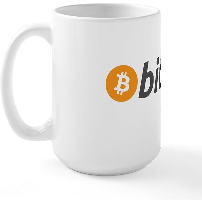 The CafePress Bitcoin Large Mug is a 15 oz (444 ml) ceramic coffee mug that features a unique and trendy design centered around the popular cryptocurrency, Bitcoin. Made from high-quality ceramic material, this mug is both durable and lightweight, making it suitable for everyday use.