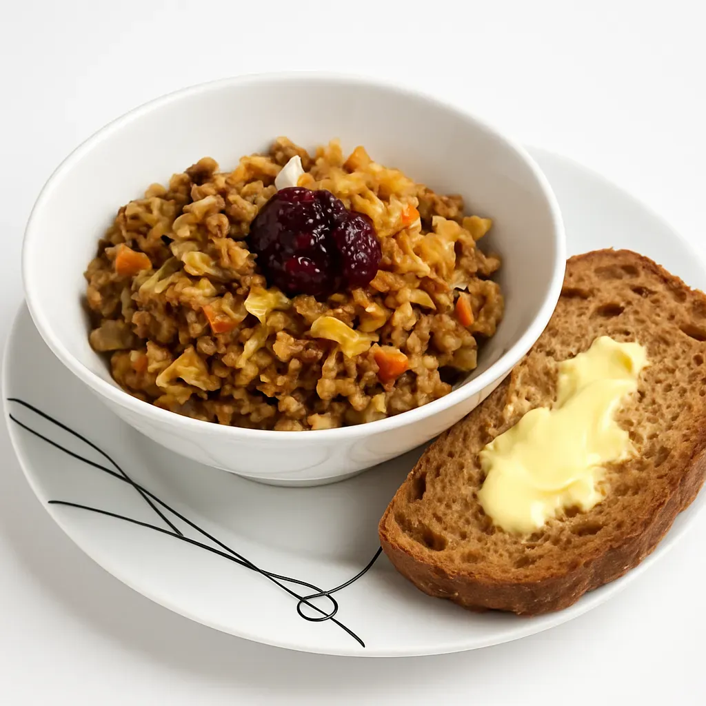 A comforting and hearty dish perfect for colder months, combining ground beef, cabbage, and aromatic spices for a warm and nourishing meal.