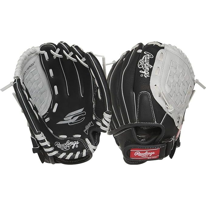 The Rawlings Sure Catch T-Ball & Youth Baseball Glove is designed specifically for younger players getting started in the game. It is available in sizes ranging from 9.5 inches to 11.5 inches, allowing players to find the perfect fit for their hand size and position on the field.