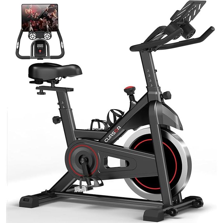 The CURSOR FITNESS Exercise Bike is a stationary bike designed for home use, providing a convenient way to engage in indoor cycling workouts. This exercise equipment is suitable for users of all fitness levels, making it an ideal option for those looking to improve their cardiovascular health and overall fitness.