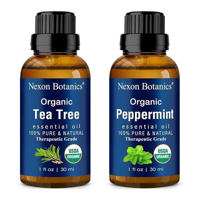 The Tea Tree and Peppermint Oils Bundle by Nexon Botanics is a versatile set of essential oils perfect for aromatherapy, diffusers, and DIY recipes. Both oils are known for their various therapeutic benefits and are widely used in natural skincare and haircare routines.