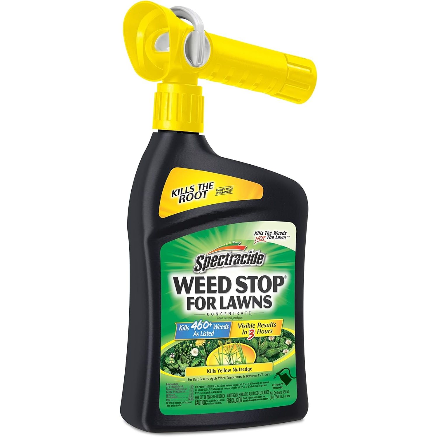 Spectracide Lawn Weed Killer is a popular weed control product designed for use on lawns to target various types of weeds. The formula is in a 32 oz bottle, making it convenient for use in small to medium-sized yards.