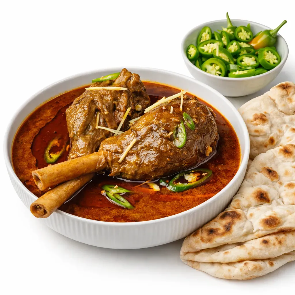 Nihari is a cherished national dish of Pakistan, known for its rich, slow-cooked flavors that create a deeply satisfying stew. Traditionally served with naan or rice, this dish is ideal for special occasions or comforting weekend meals.